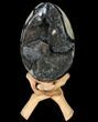 Septarian Dragon Egg Geode - Black Crystals #88188-1